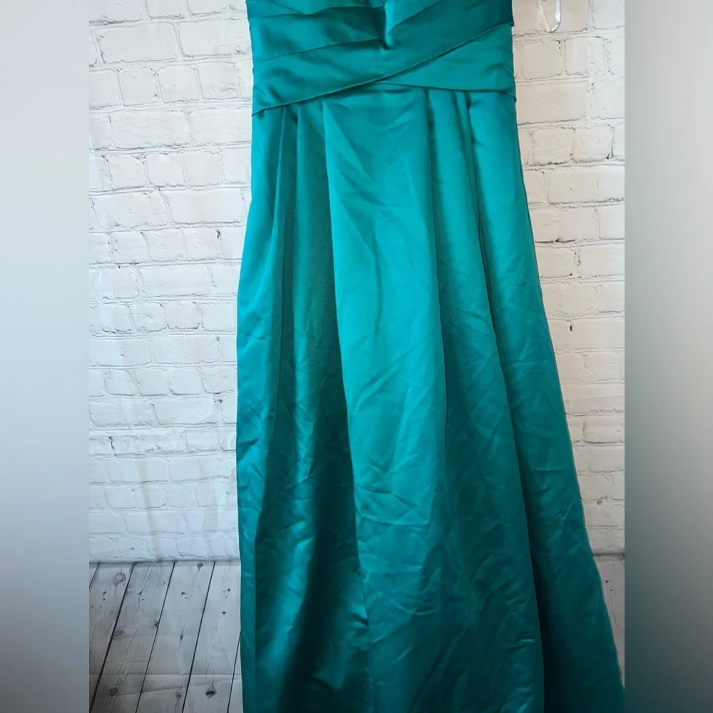 BRAND NWT David’s Bridal Oasis Turquoise Polyester Long Bridal Dress size 2 - Picture 12 of 16